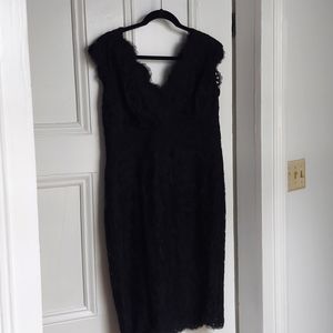 Tadashi Shoji, size 14P, black lace cocktail dress